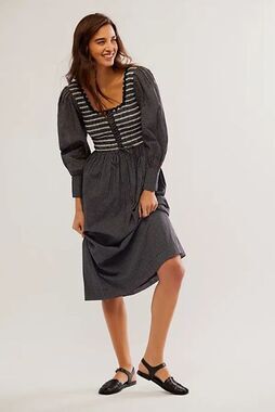 Damson Madder Hermione Shirred Midi Dress Woman Size 8